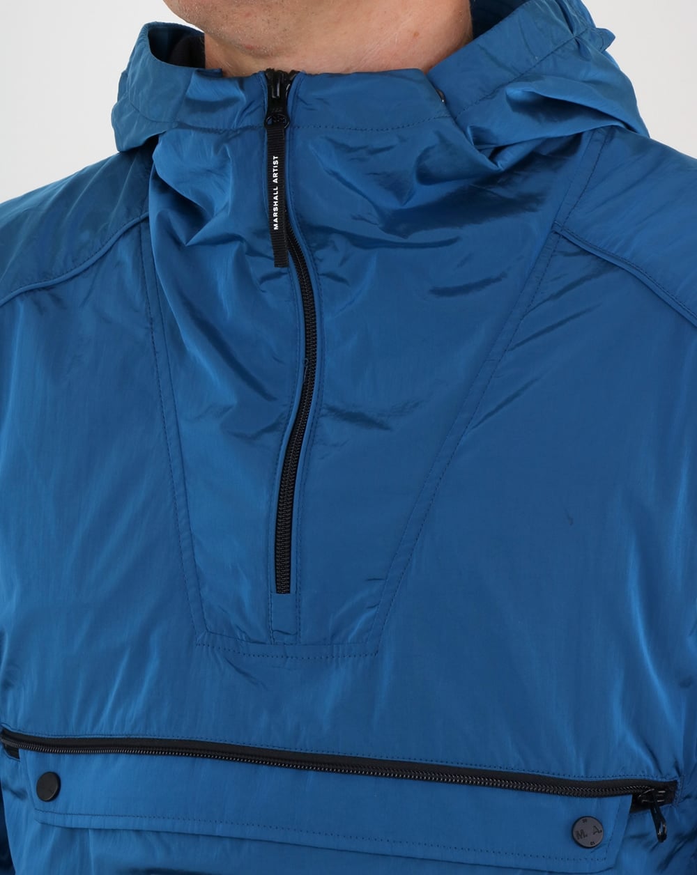 Marshall Artist Liquid Nylon Half Zip Jacke Cyan