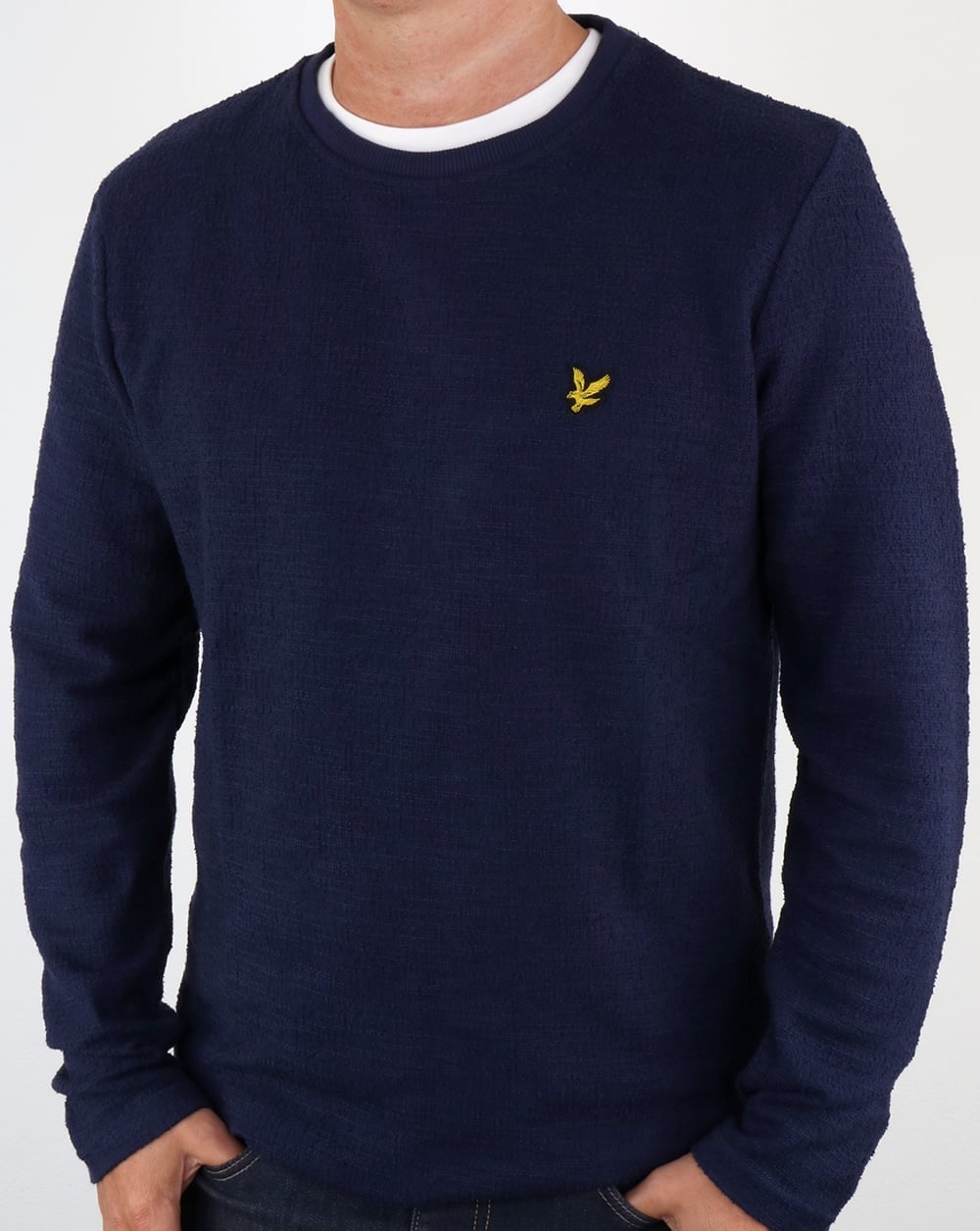 Lyle And Scott Leichtes Sweatshirt mit Noppenmuster, Marineblau