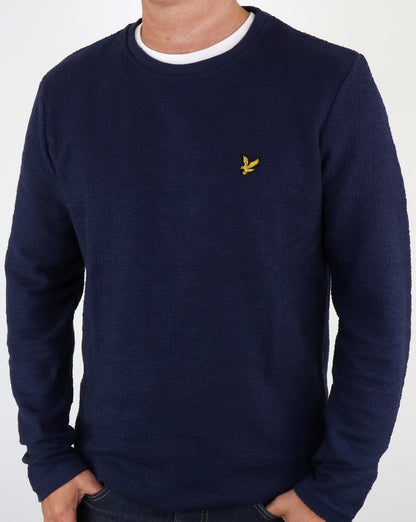 Lyle And Scott Leichtes Sweatshirt mit Noppenmuster, Marineblau
