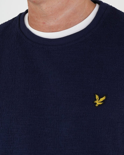 Lyle And Scott Leichtes Sweatshirt mit Noppenmuster, Marineblau