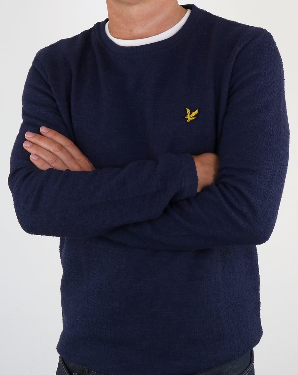 Lyle And Scott Leichtes Sweatshirt mit Noppenmuster, Marineblau