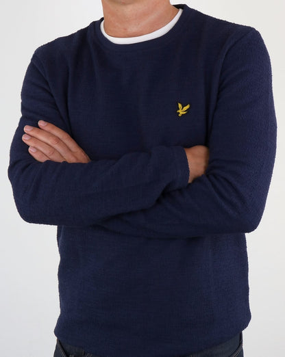 Lyle And Scott Leichtes Sweatshirt mit Noppenmuster, Marineblau