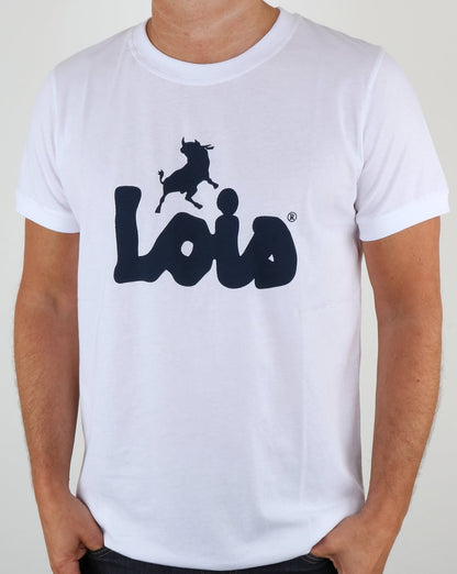 Lois Bull Logo T-Shirt Weiß/Marineblau
