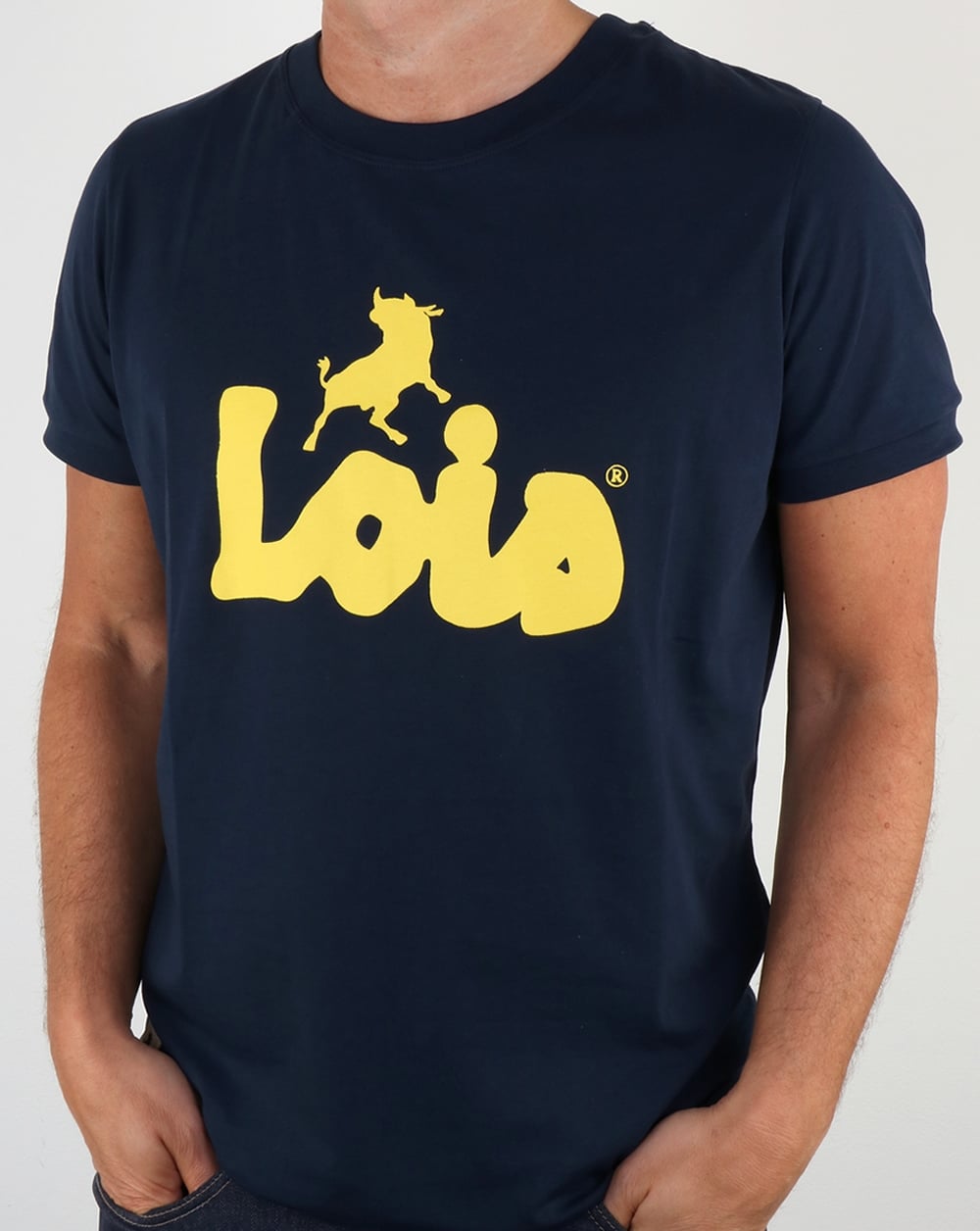 Lois Bull Logo T-Shirt Marineblau/Gelb