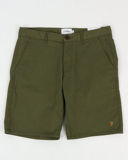 Farah Hawk Chino-Twill-Shorts Militärgrün