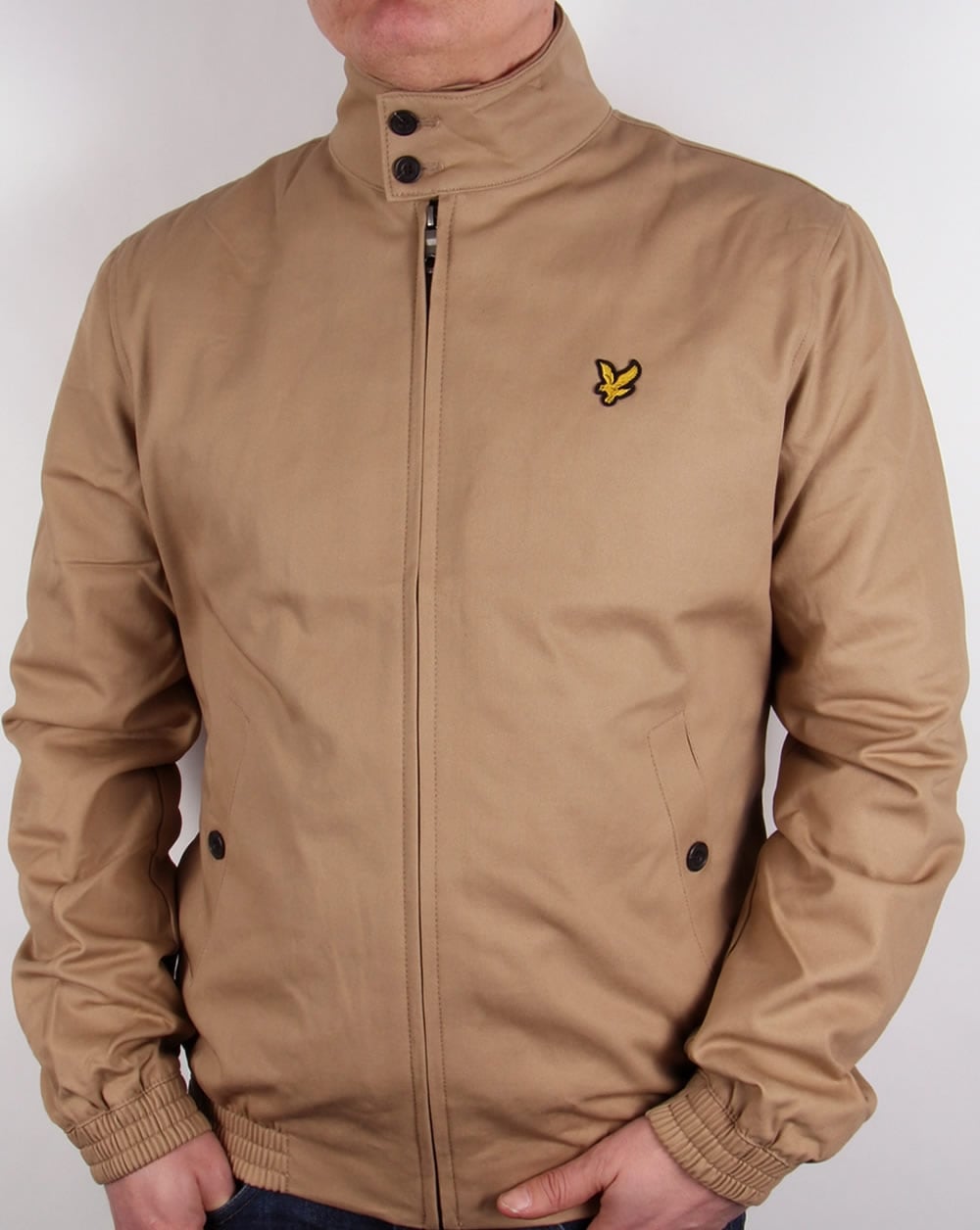Lyle & Scott kariertes, gefüttertes Harrington-Jackett, Dunkelsand
