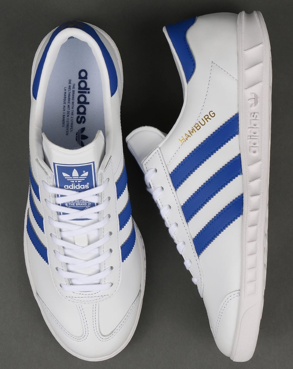 Adidas Hamburg Leder-Sneaker Weiß/Blau
