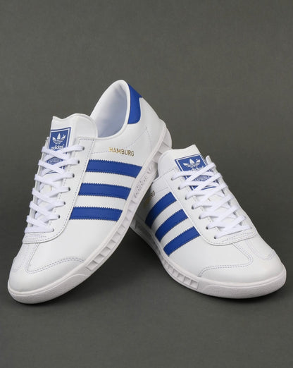Adidas Hamburg Leder-Sneaker Weiß/Blau