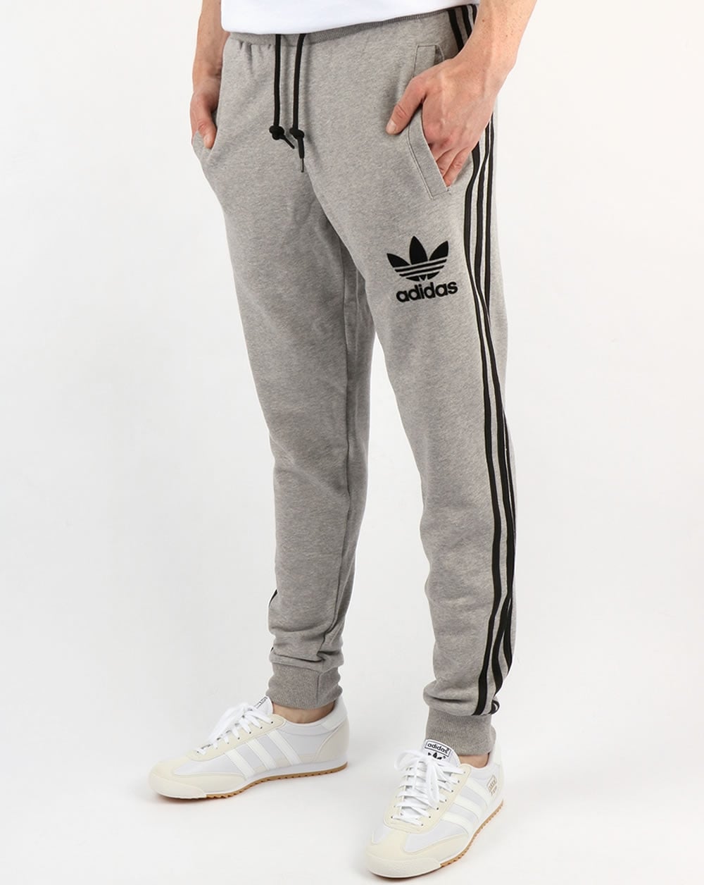 Adidas Originals – Trainingshose mit 3 Streifen, Grau meliert