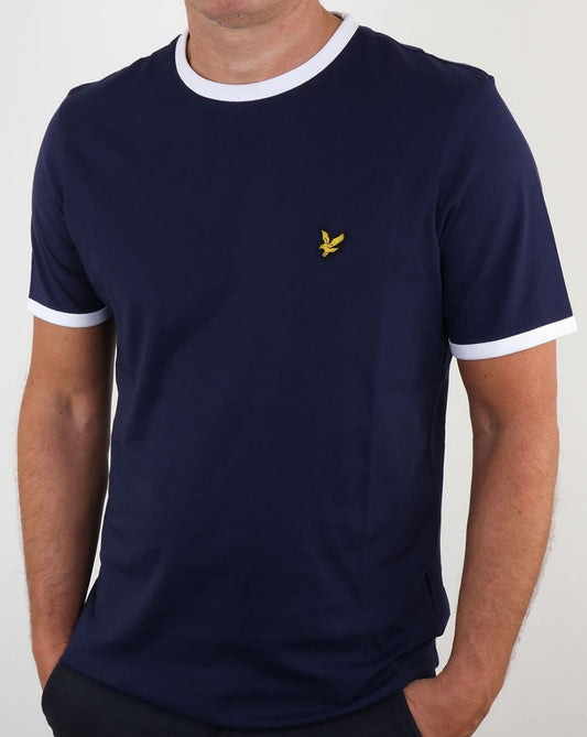 Lyle And Scott – Ringer-T-Shirt in Marineblau