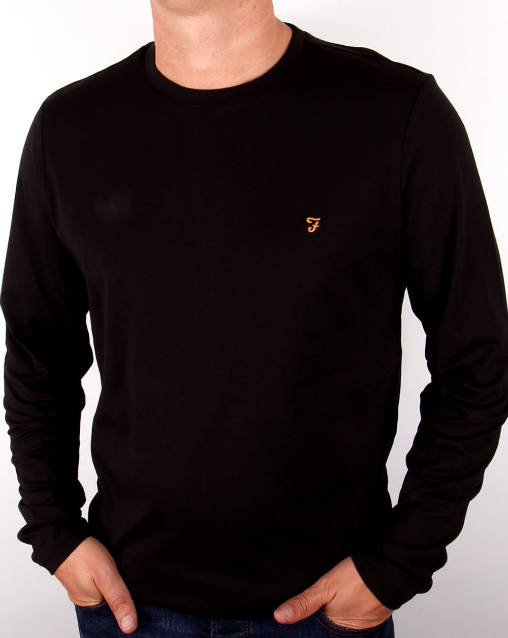 Farah Long Sleeve Denny Logo T-shirt Black