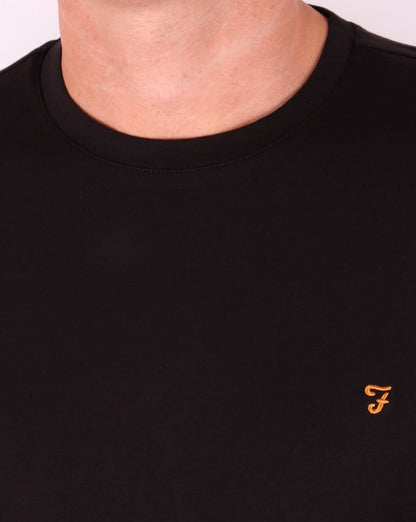 Farah – Langärmliges Denny-Logo-T-Shirt in Schwarz