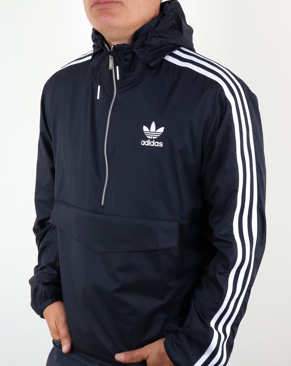 Adidas Originals – Marineblaue Beuteltasche mit halbem Reißverschluss