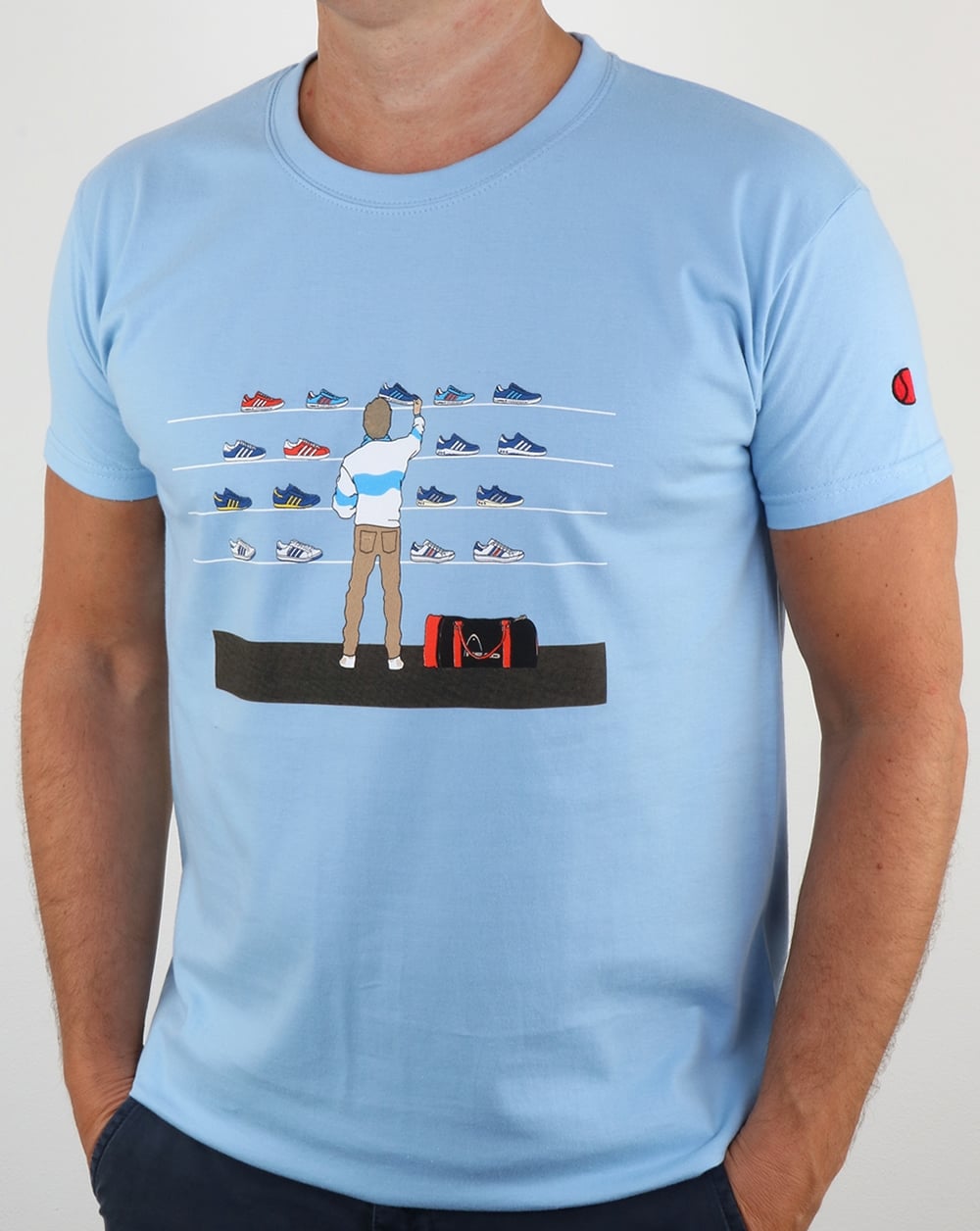 T-Shirt „Tales of Train Journeys“ aus den 80er-Jahren, Himmelblau