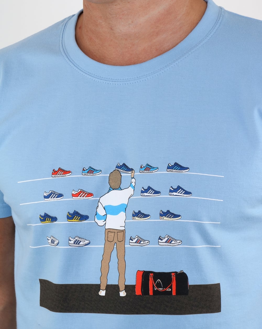 T-Shirt „Tales of Train Journeys“ aus den 80er-Jahren, Himmelblau