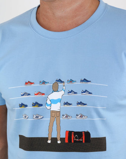 T-Shirt „Tales of Train Journeys“ aus den 80er-Jahren, Himmelblau