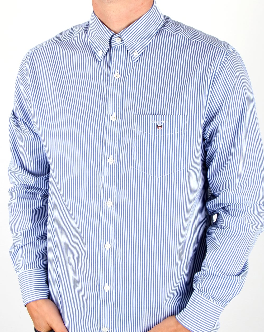 Gant Popeline Banker Gestreiftes Hemd Yale Blau