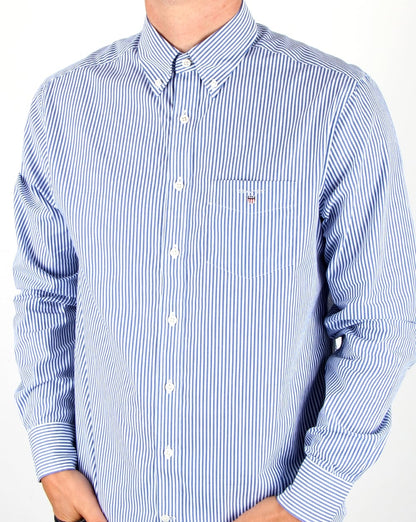 Gant Popeline Banker Gestreiftes Hemd Yale Blau