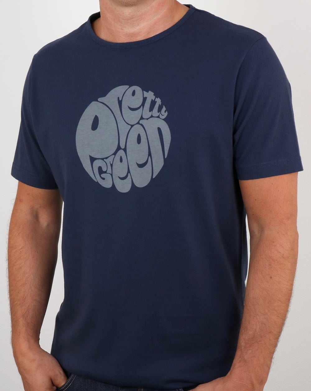 Pretty Green – T-Shirt mit Gillespie-Logo, Marineblau