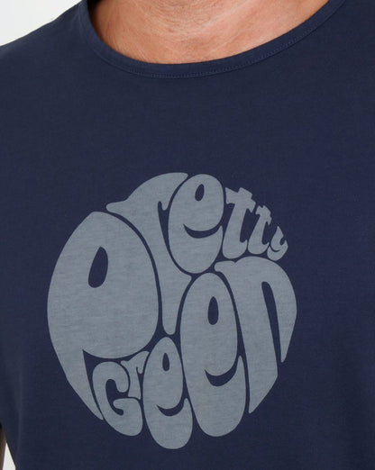 Pretty Green – T-Shirt mit Gillespie-Logo, Marineblau
