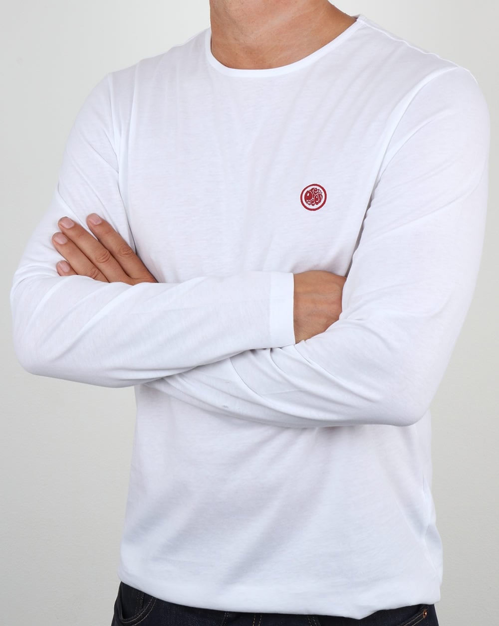 Pretty Green Mitchell Langarm-T-Shirt Weiß