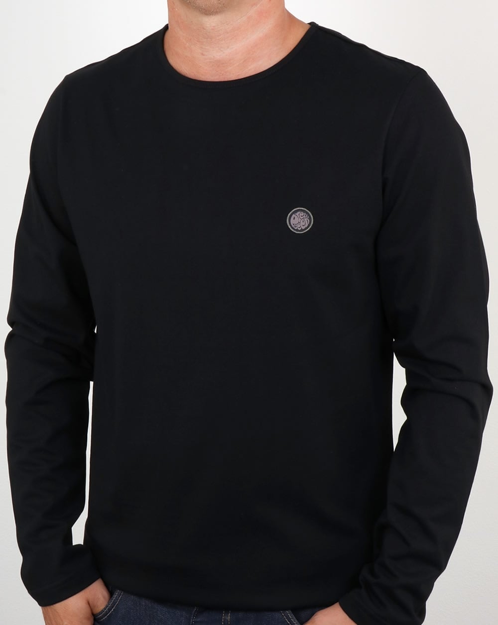 Pretty Green Mitchell Langarm-T-Shirt Schwarz