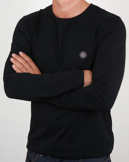 Pretty Green Mitchell Langarm-T-Shirt Schwarz
