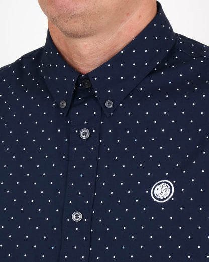 Pretty Green – Horlock – Langärmliges Hemd mit Punkten, Marineblau