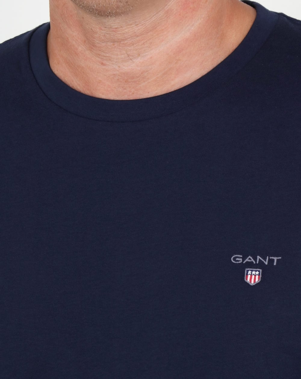 Gant Solides T-Shirt mit Rundhalsausschnitt, Marineblau