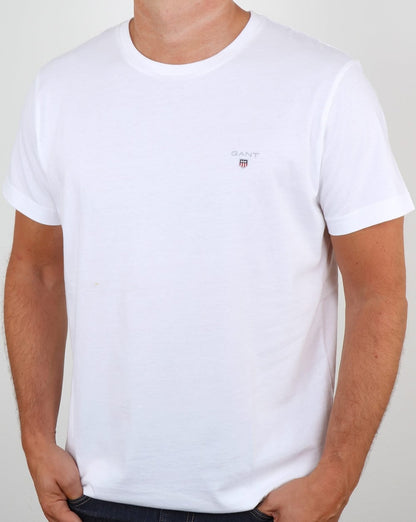 Gant Solides T-Shirt mit Rundhalsausschnitt, Weiß