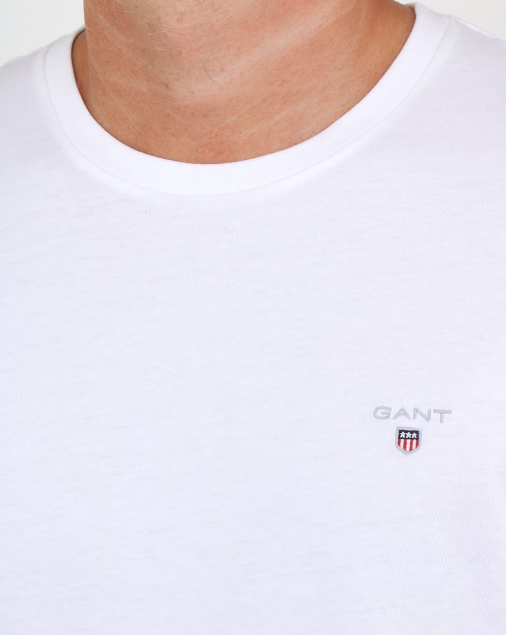 Gant Solides T-Shirt mit Rundhalsausschnitt, Weiß