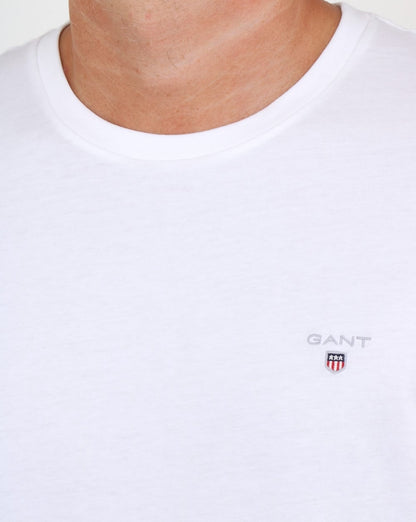 Gant Solides T-Shirt mit Rundhalsausschnitt, Weiß