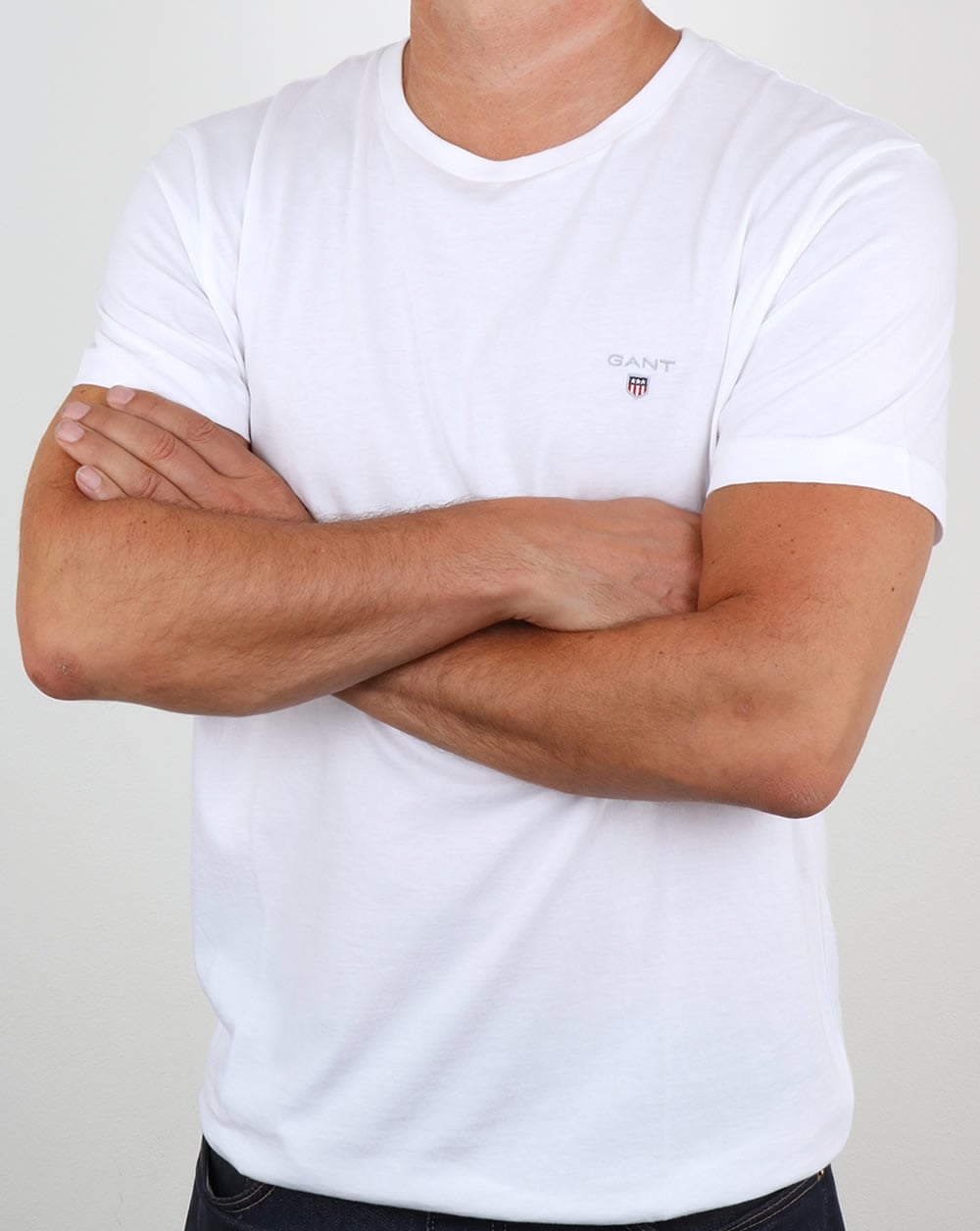 Gant Solides T-Shirt mit Rundhalsausschnitt, Weiß