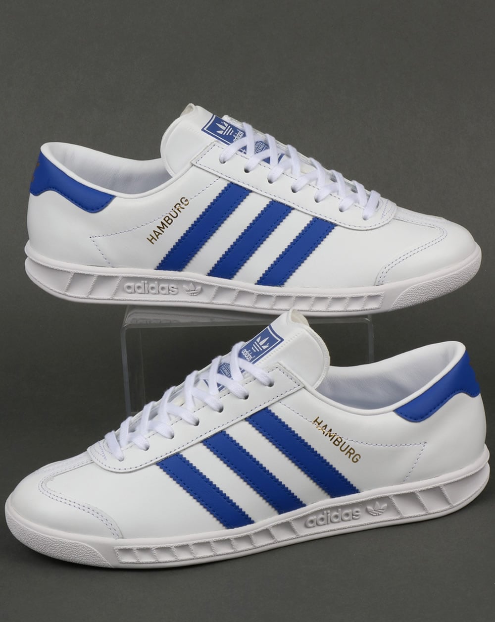 Adidas Hamburg Leder-Sneaker Weiß/Blau