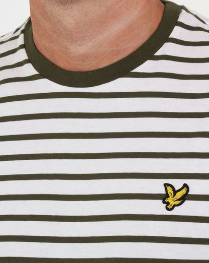 Lyle And Scott – T-Shirt mit Breton-Streifen in Olivgrün