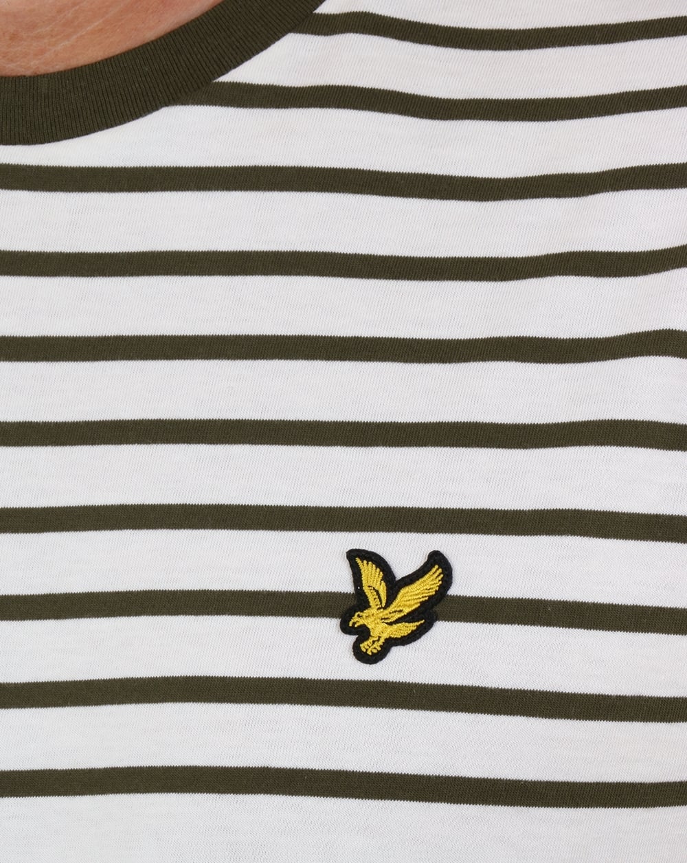 Lyle And Scott – T-Shirt mit Breton-Streifen in Olivgrün