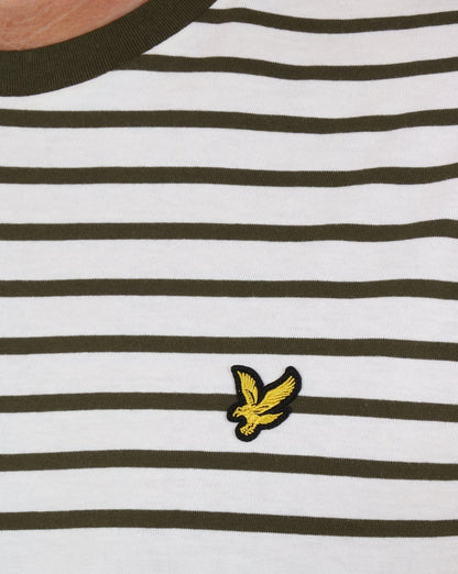 Lyle And Scott – T-Shirt mit Breton-Streifen in Olivgrün