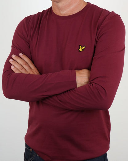 Lyle And Scott – Langärmliges T-Shirt in Weinrot