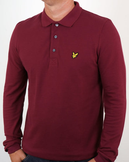 Lyle And Scott – Langärmliges Poloshirt in Weinrot