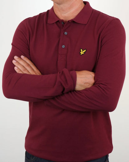 Lyle And Scott – Langärmliges Poloshirt in Weinrot