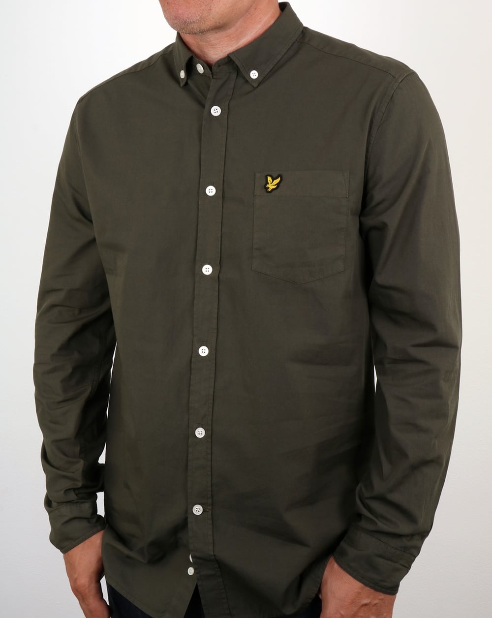 Lyle And Scott – Garment Dye – Hemd in Olivgrün