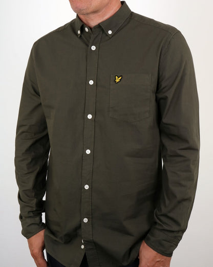 Lyle And Scott – Garment Dye – Hemd in Olivgrün