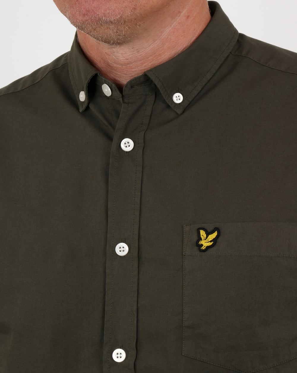 Lyle And Scott – Garment Dye – Hemd in Olivgrün