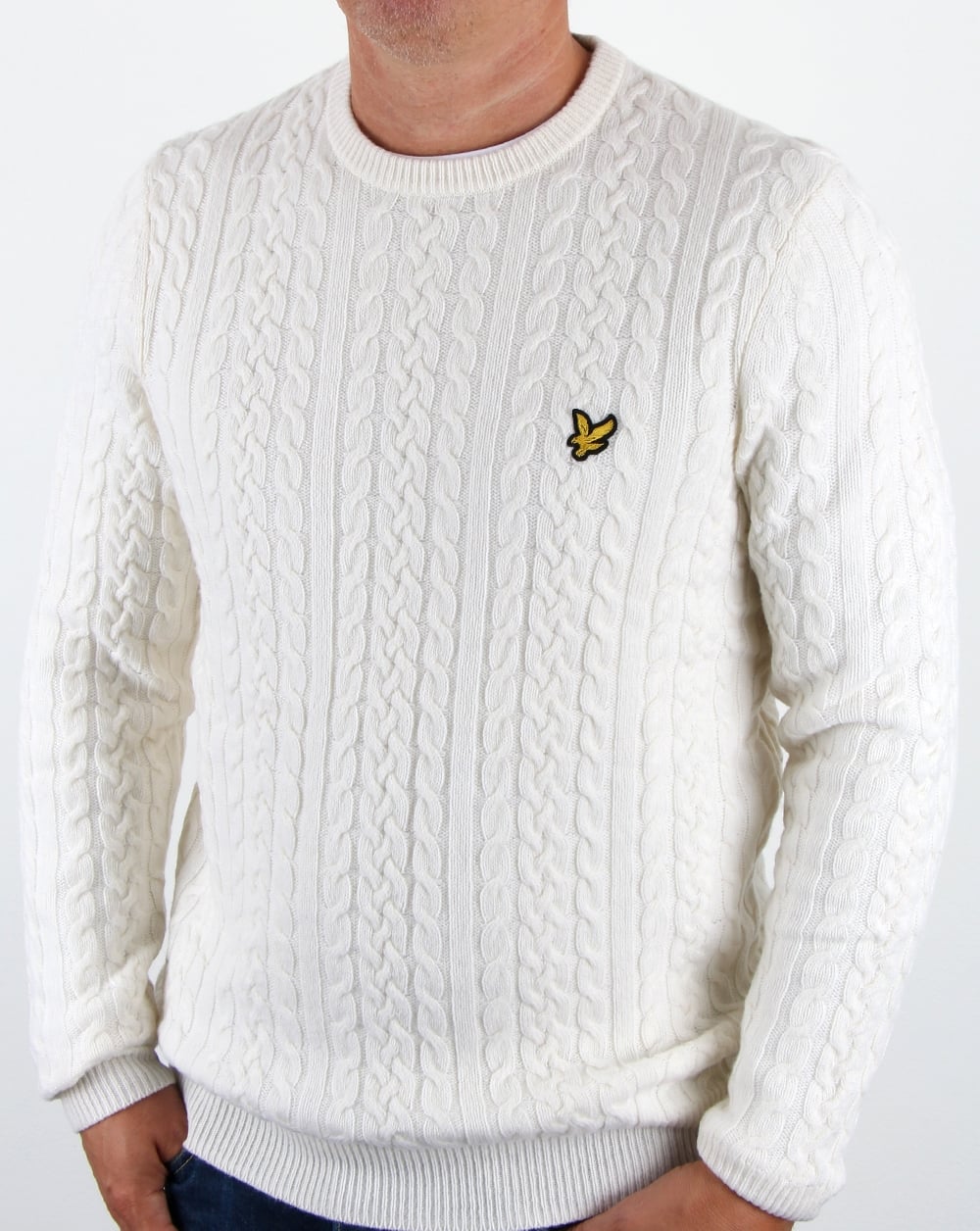 Lyle And Scott – Pullover mit Zopfmuster in Off-White