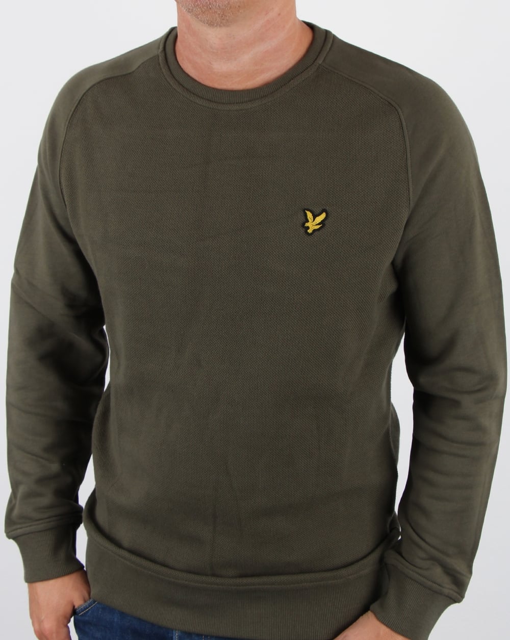 Lyle And Scott – Sweatshirt mit Wabenmuster in Olivgrün