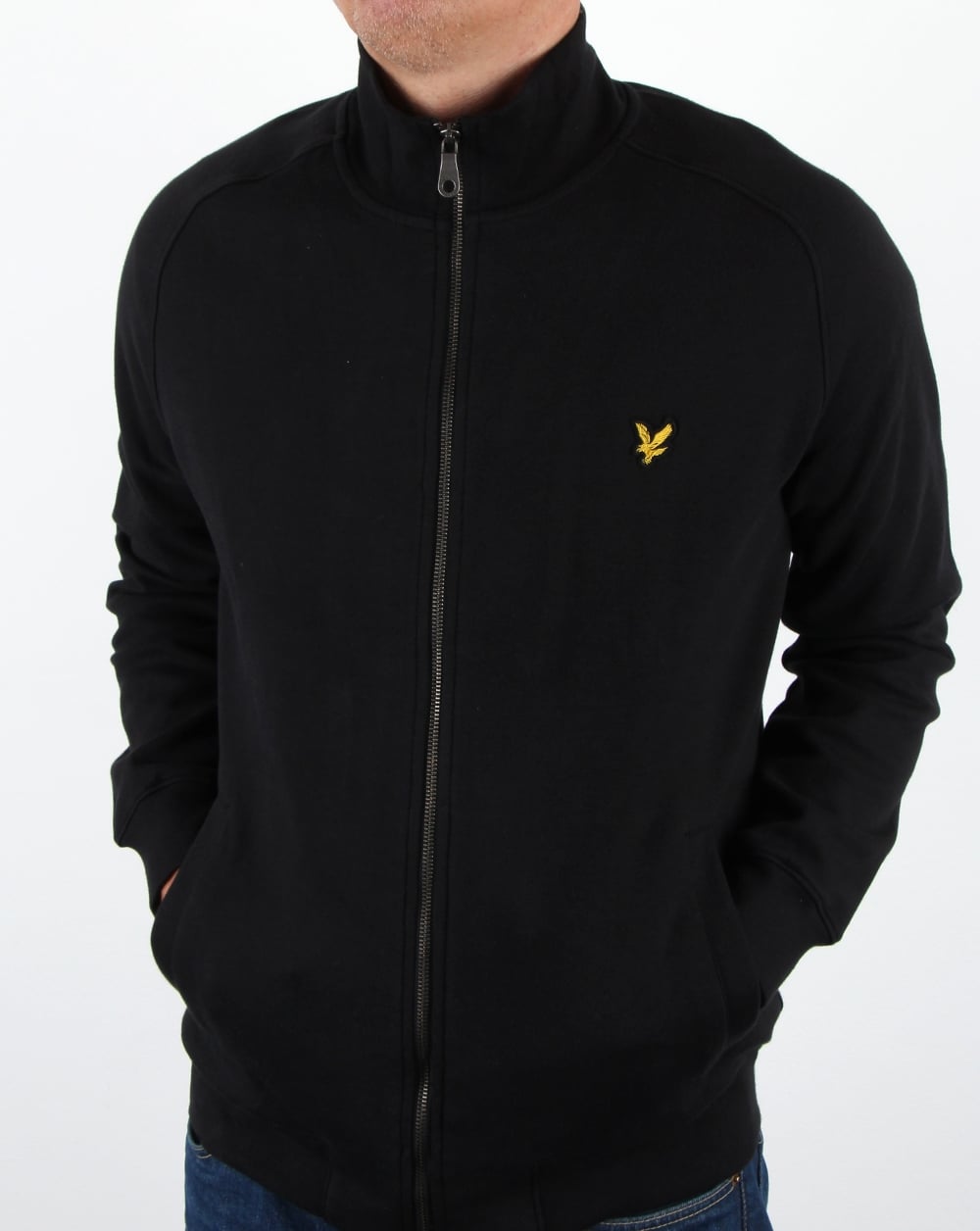 Lyle And Scott – Sweatshirt mit durchgehendem Reißverschluss und Trichterkragen in Schwarz