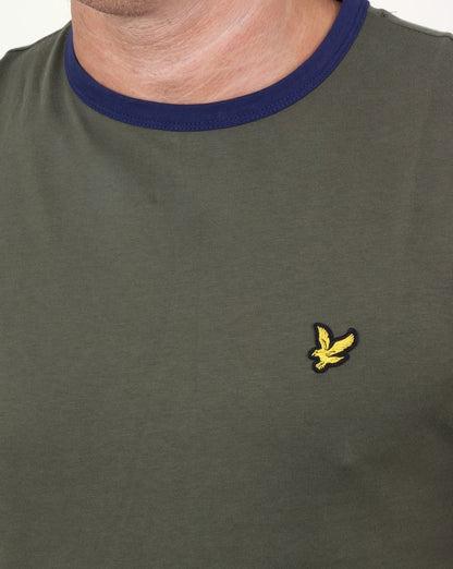 Lyle And Scott – Ringer-T-Shirt in Olivgrün