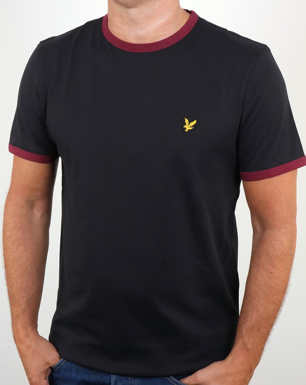 Lyle And Scott – Ringer-T-Shirt in Schwarz