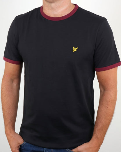 Lyle And Scott – Ringer-T-Shirt in Schwarz