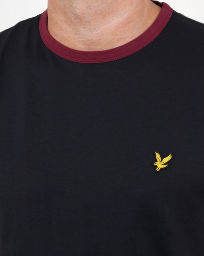 Lyle And Scott – Ringer-T-Shirt in Schwarz